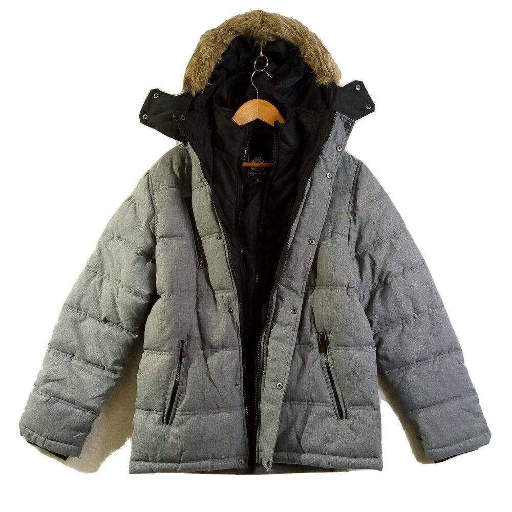 English Laundry Coat Womens Small Parka Puffer‎ Gray Grey Polyester Hooded